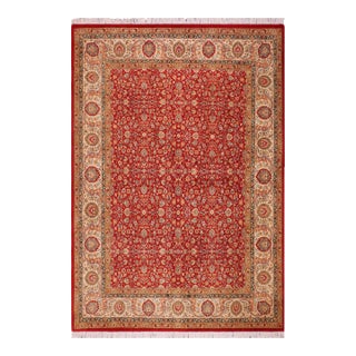 Elegant Floral Pak-Persian Red/Beige Wool Rug - 8'1'' X 9'10'' For Sale