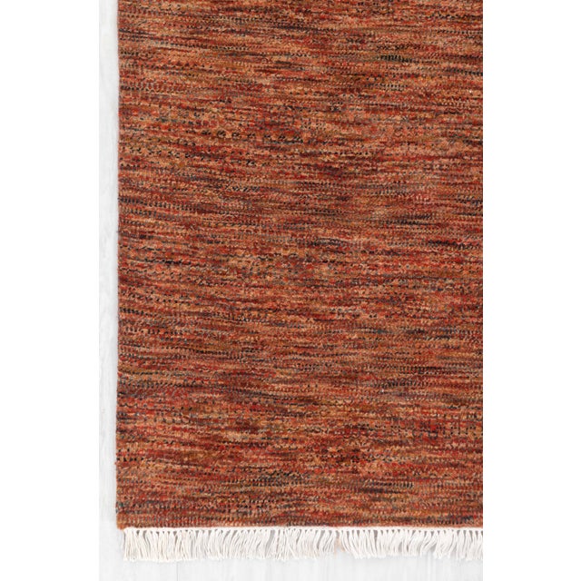4' x 16' Savannah Hand Knotted Modern Red Rust Wool & Silk Rug For Sale - Image 9 of 18