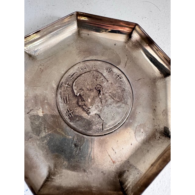 Sterling Silver Antique Export Coin Dish or Trinket Tray. Silver Coin Insert. For Sale - Image 9 of 10