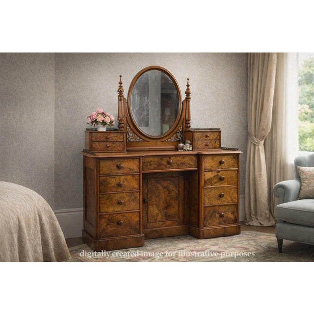 Victorian Burr Walnut Dressing Table, 1860s For Sale - Image 11 of 12