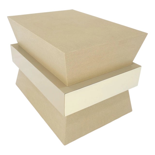 Linen Wrapped Ernest C. Masi "Sheaf of Wheet" Shape One Drawer End Table For Sale