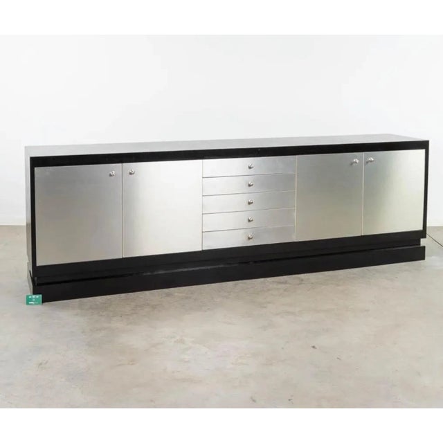 Mid-Century Modern Large De Coene Ebonized Wood and Aluminum Sideboard For Sale - Image 3 of 10