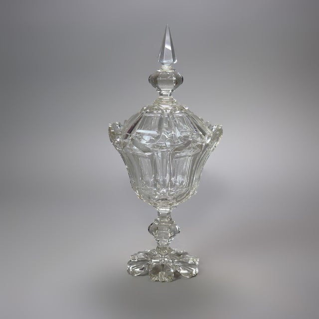 Antique Emhart Cut Glass Lidded Compote Circa 1840 For Sale - Image 6 of 9