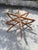 Brass Vintage Mid Century Moroccan Embossed Brass Teak Wood Spider-Leg Coffee Table For Sale - Image 8 of 14