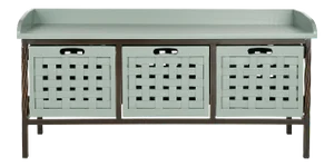 3 Drawer Wooden Storage Bench, Dusty Green