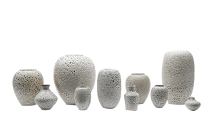 White Fat Lava Studio Ceramic Vases by Wilhelm & Elly Kuch, Germany, 1960s, Set of 10