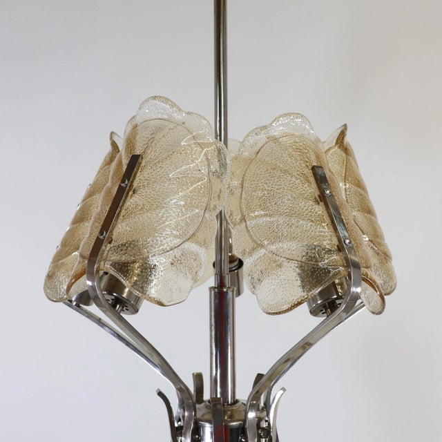 Vintage Italian Fixture With Textured Glass and Amber Accents For Sale - Image 12 of 12