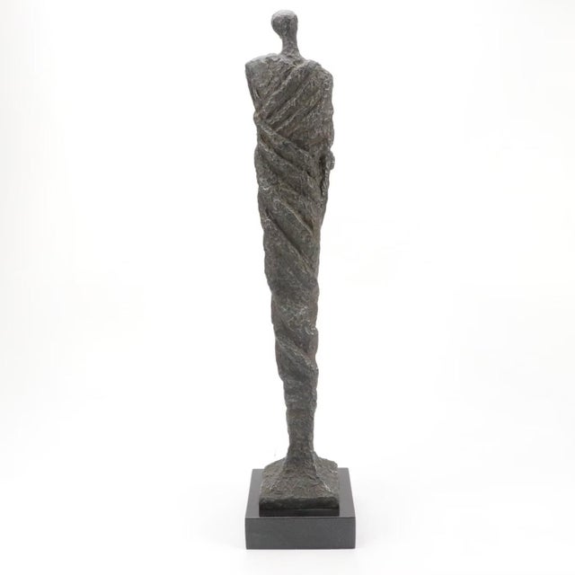 Pair of Vintage Brutalist Style Patinated Bronze Tall Figures After Alberto Giacometti For Sale - Image 9 of 12
