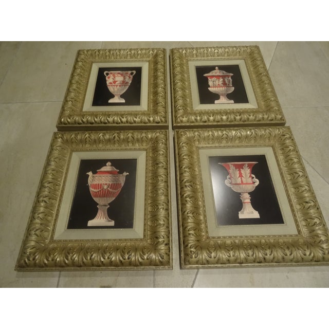 A great set of 4 Neoclassical style prints in Elaborate Giltwood frames that enhances the beauty of the artworks.