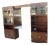1970s Campaign Vintage Henredon Oak Wall Unit With Marble Counter and Mirrored Cabinets For Sale