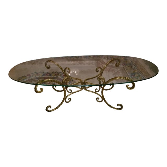 Vintage Italian Gold Rope and Tassel Coffee Table For Sale