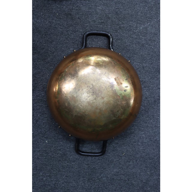 Antique Dovetailed Copper Mixing Bowl With Hand-Forged Iron Handles For Sale - Image 10 of 10