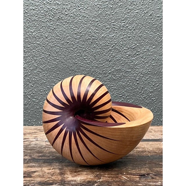 Vintage Handcrafted Wood Nautilus Form For Sale - Image 9 of 12
