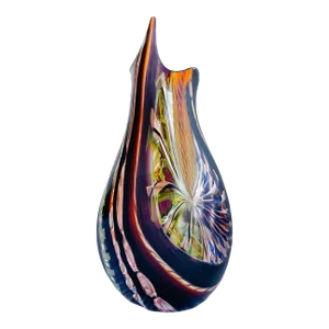 Large Murano Glass Vase Hand-Blown High Spout Filigree by Colizza
