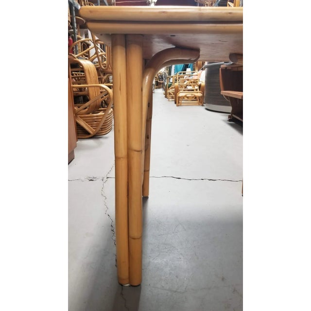 1950s Restored Rattan Three-Strand Arched Legs Side and Drink Table With a Solid Mahogany Top For Sale - Image 5 of 5