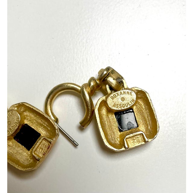 Etruscan Revival 1990s Roxanne Assoulin Gold Etruscan Drop Earrings and Black Onyx - 2 Pieces For Sale - Image 3 of 4