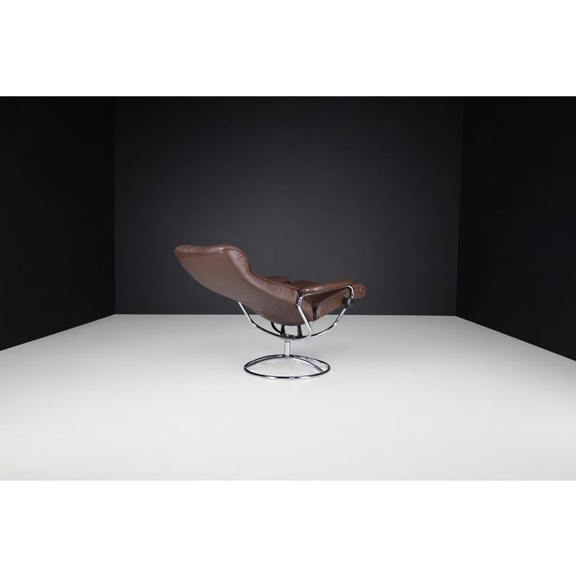 Vintage Scandinavian Leather Lounge Chair from Ekornes Stressless, 1980 For Sale - Image 10 of 13