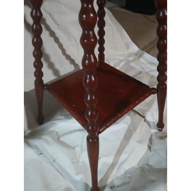 Victorian Late 19th-Century Victorian Bobbin-Turned Parlor / Side Table – Tiered Design For Sale - Image 3 of 5