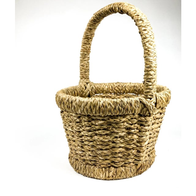 1980s Vintage Large Woven French Seagrass Basket For Sale - Image 5 of 13