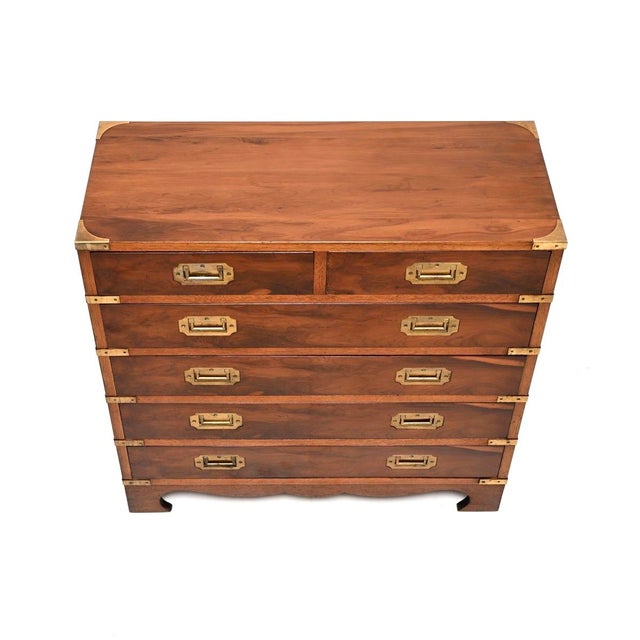 Vintage Military Campaign Style Chest of Drawers in Yew Wood, 1930 For Sale - Image 6 of 10