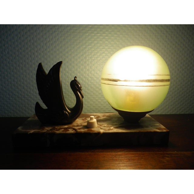 Vintage Table Lamp with Opaline Lampshade, 1940s For Sale - Image 3 of 18