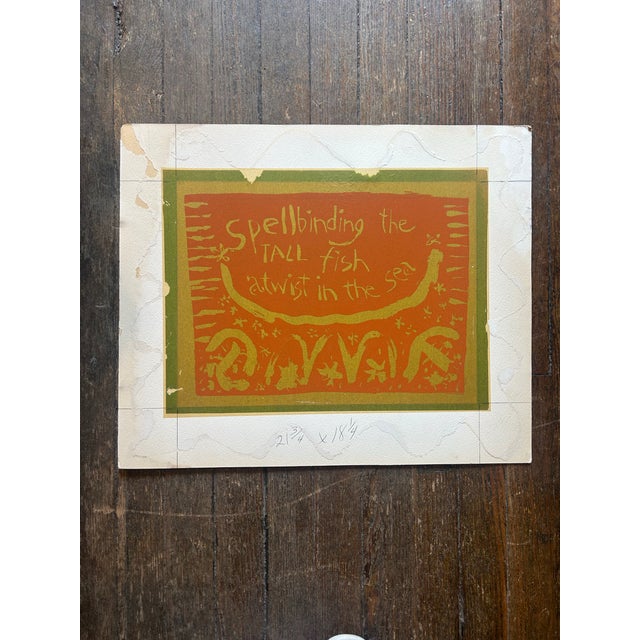 1960’s original pop art folk art serigraph silk screen laid on matboard in the style of Corita Kent. Measures 21.5x18...