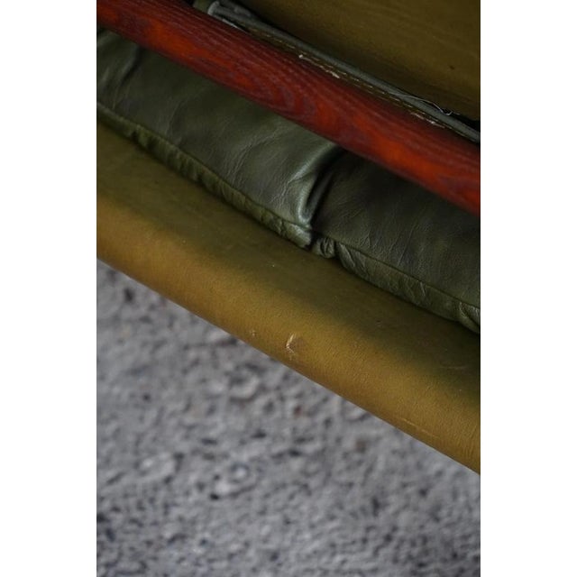 Sirocco Safari Chairs in Ash and Green Leather attributed to Arne Norell for Aneby Mobler, 1960s, Set of 2 For Sale - Image 18 of 18