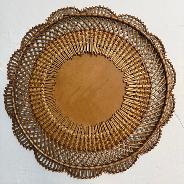 Vintage French Rattan Mirror, 1960s For Sale - Image 4 of 5