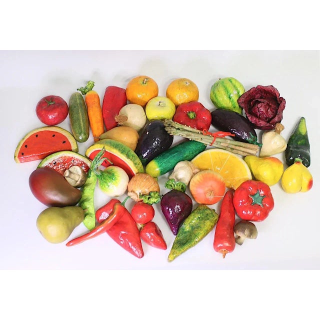 Collection of Vintage Mexican PapierMâché Hand Made Fruit & Vegetables