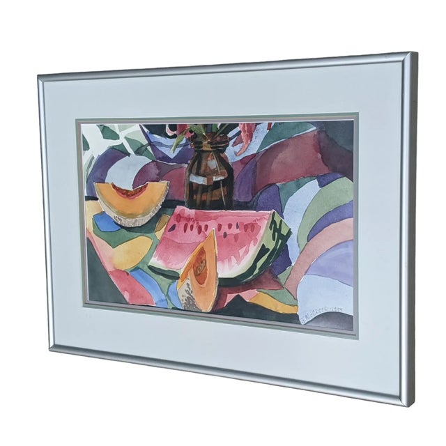 Vintage Cubist Fruit Still Life Watercolor Painting Signed by the Artist For Sale In Charlotte - Image 6 of 9