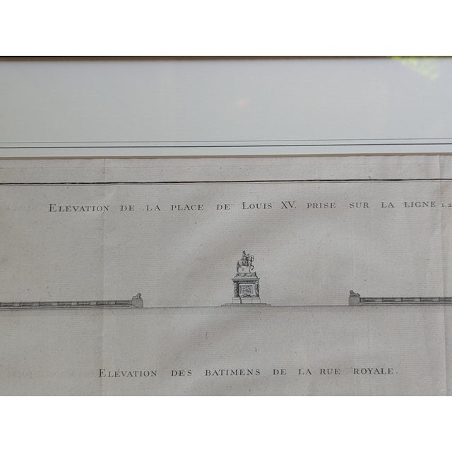 French Antique 1765 Neoclassical Architectural Engraving, Place Louis XV Paris, by Pierre Patte, Pl. Iv, Framed For Sale - Image 3 of 9