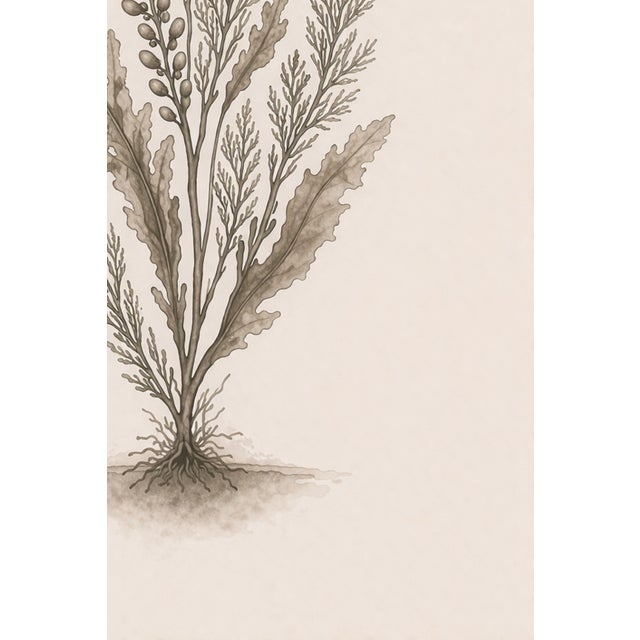 Coastal Seaweed Study Ii, Minimalist Botanical Art Print, 24" × 36" Reproduction For Sale - Image 9 of 10