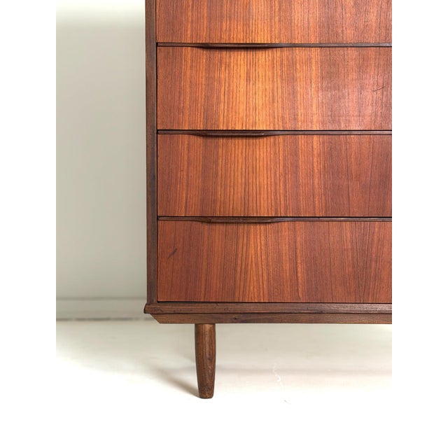 Wood Danish Tallboy Chest in Teak, 1960s For Sale - Image 7 of 9