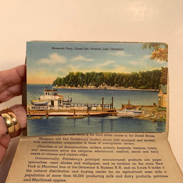 Blue 1940s Curt Teich Plattsburg n.y. Postcard Packet With Envelope For Sale - Image 8 of 11