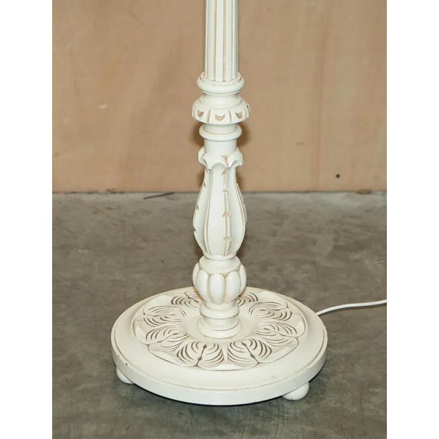 Painted Floor Lamp with Vintage Floral Shade For Sale - Image 3 of 9