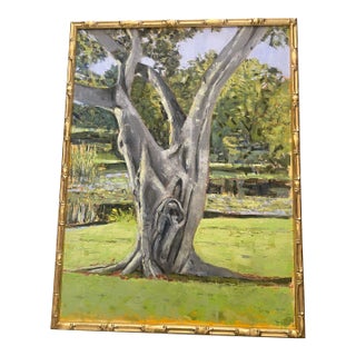 Landscape Oil Painting on Canvas Board, Trees of Florida, Signed For Sale