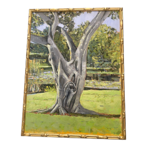 Landscape Oil Painting on Canvas Board, Trees of Florida, Signed