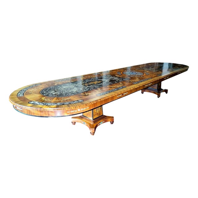 Vintage Marquetry Dining Table, 1900s For Sale