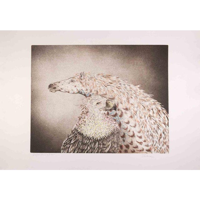 Contemporary Benito Trolese, Eagle and Horse, 1990s, Etching For Sale - Image 3 of 3
