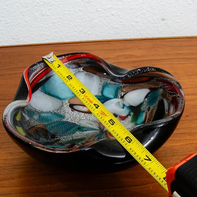 Mid Century Modern Smoking Ashtray Art Glass Multicolored Glaze Vintage Catch All For Sale - Image 12 of 12