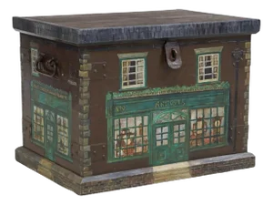 Antique British Painted Antique Store Facade Storage Trunk
