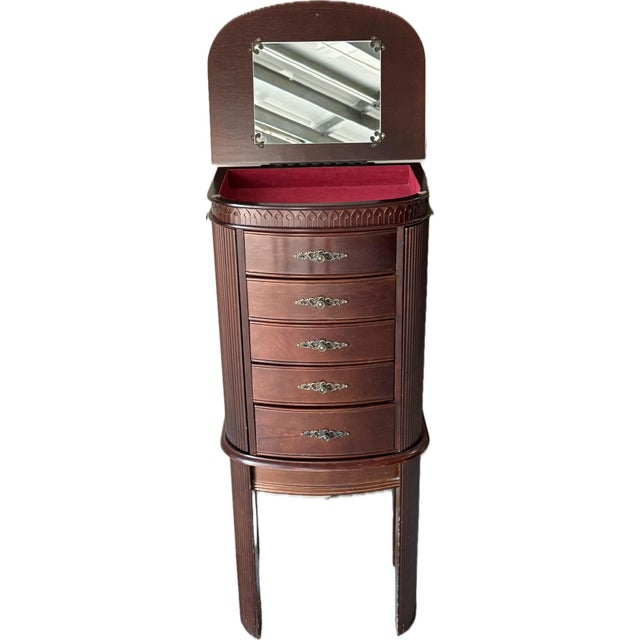 This beautiful vintage Powell Art Deco style jewelry armoire blends traditional craftsmanship with Hollywood Regency glam...