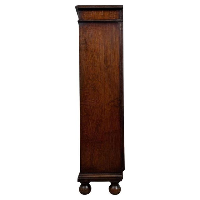Early 20th Century Antique English Oak Glazed Display Cabinet For Sale - Image 11 of 12