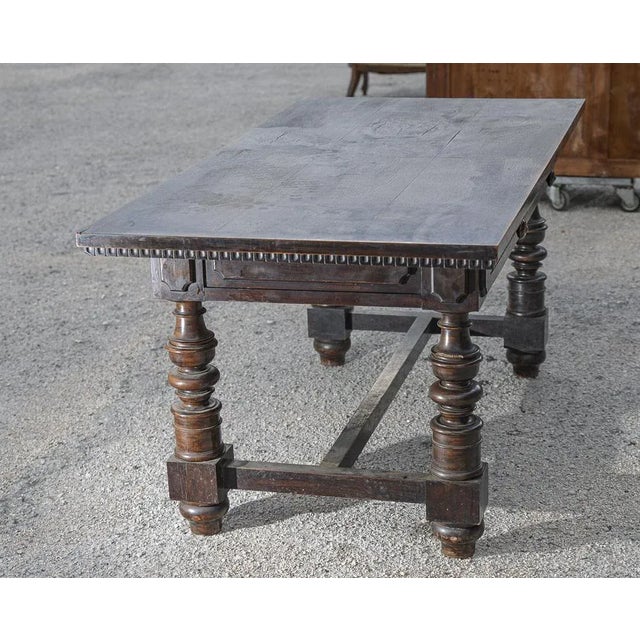 Wood Renaissance Walnut Writing Table in Ebony-Stained wood, Italy, 1930s For Sale - Image 7 of 9