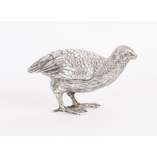 Antique Belgian Silver Grouse Game Birds, 19th Century, Set of 2 For Sale - Image 9 of 18