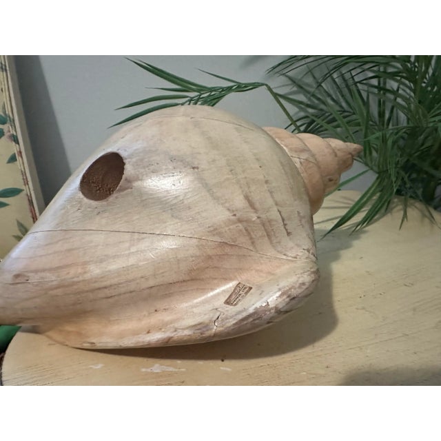 Sarreid Large Carved Wood Conch Shell, Made in Spain For Sale - Image 10 of 11
