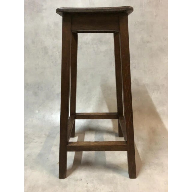 Rustic Antique Artist Oak Stool For Sale - Image 3 of 8