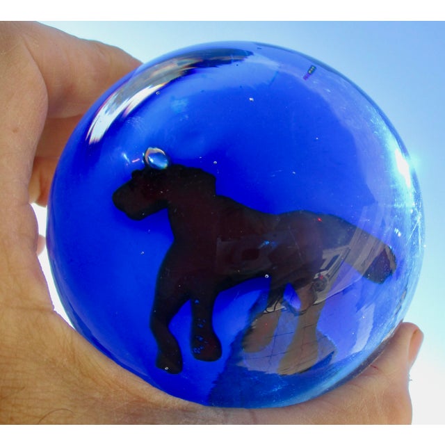 Red Pony Into the Blue Glass Paper Weight For Sale - Image 11 of 11
