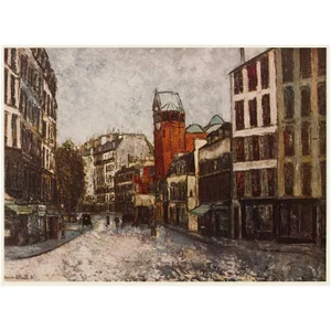 1950s After M. Utrillo "Paris, Rue Des Abbesses", First Edition Period Impressionist Print