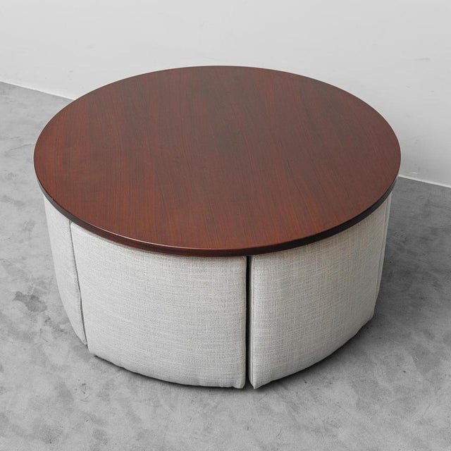 1970s Round Mahogany Table Set with Armchairs, 1970s, Set of 7 For Sale - Image 5 of 13